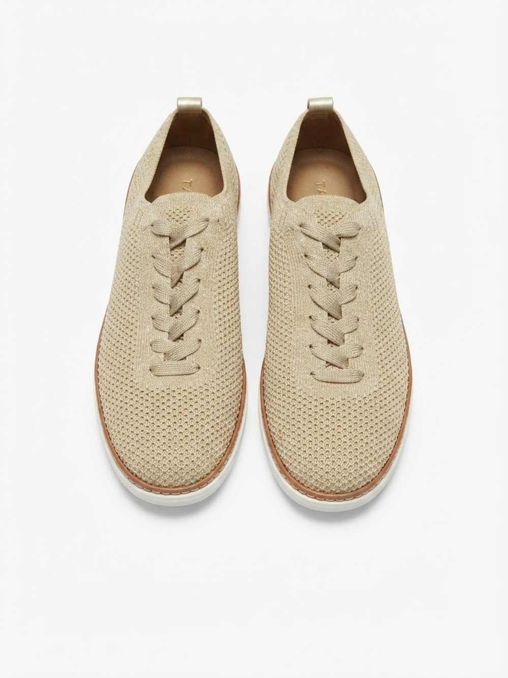 Talbots Brittany Knit Lace-Up Sneakers Gold 8